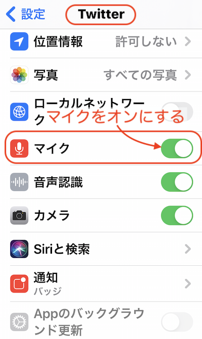 iOS Twitterマイクの設定