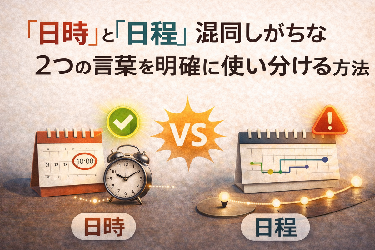 「日時」と「日程」、混同しがちな2つの言葉を明確に使い分ける方法 - はっちゃけライフログ