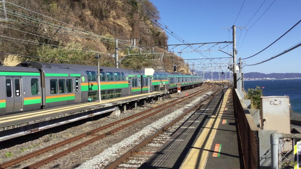 東海道線E231/E233系で行く伊豆の旅。根府川駅と宇佐美～伊東間で海と