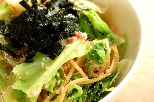 高原キャベツの明太マヨパスタ