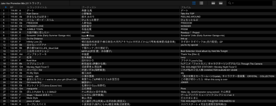 track list