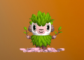 新芽を伸ばした、ひつじのしつじくん