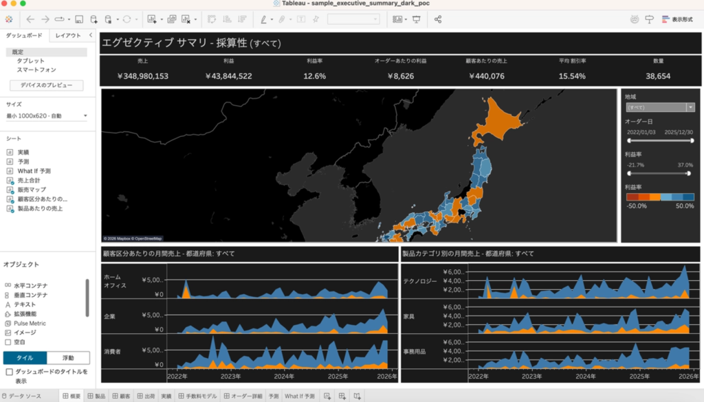 Tableau 黒背景化