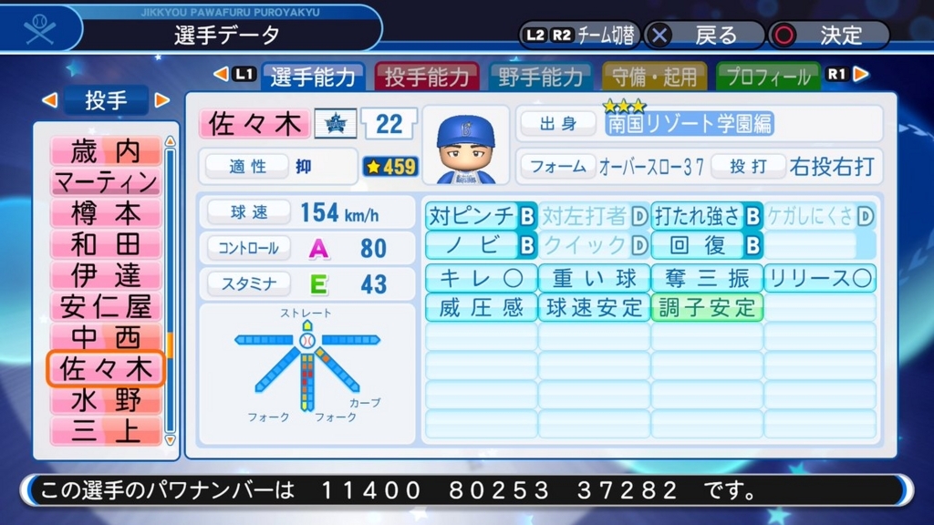 Ob選手 パワプロ18 佐々木 主浩 投手 パワナンバー 画像ファイル パワプロのこととかを書くブログ