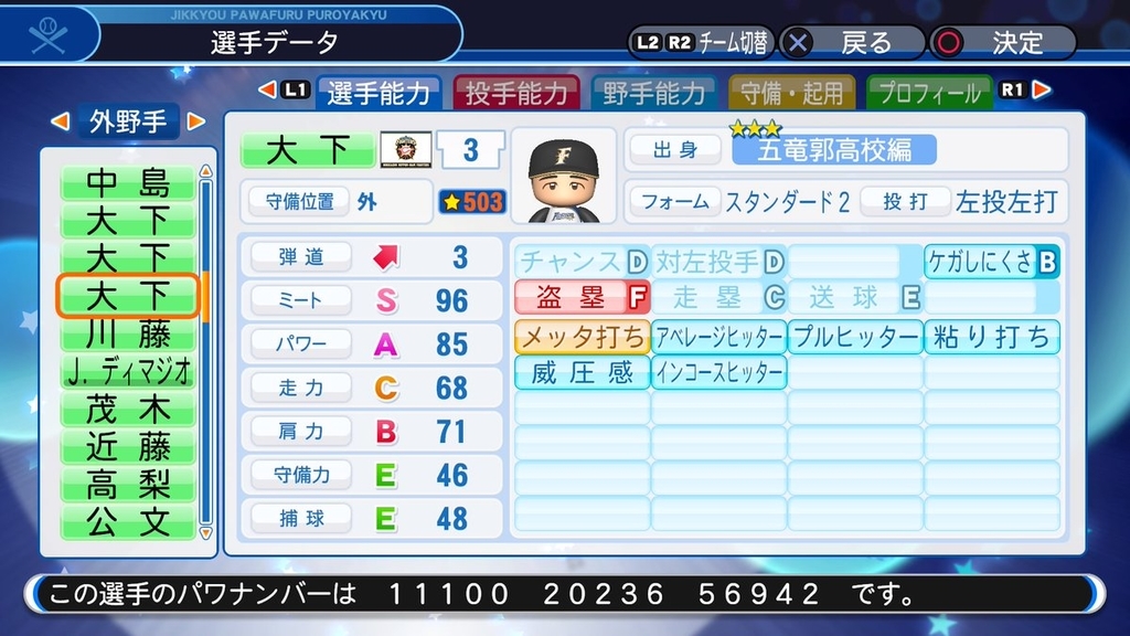 パワプロ 大幅値下げ OB・パワプロ2018】大下 弘（外野手）② ※1951年査定【パワナンバー