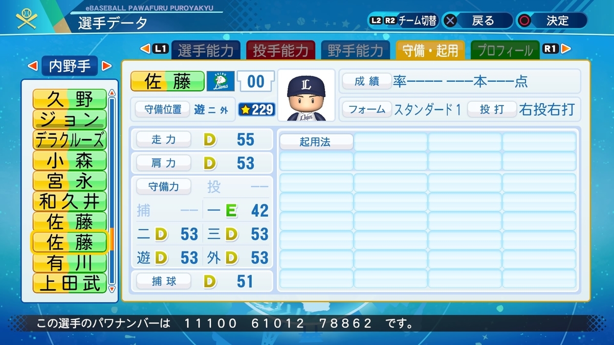 架空 パワプロ 佐藤 翔太 遊撃手 パワナンバー 画像ファイル パワプロのこととかを書くブログ
