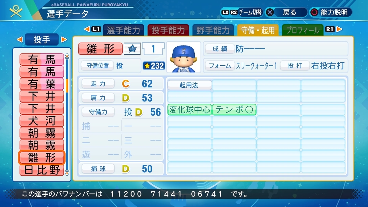 サクセス パワプロ 雛形 投手 パワナンバー 画像ファイル パワプロのこととかを書くブログ
