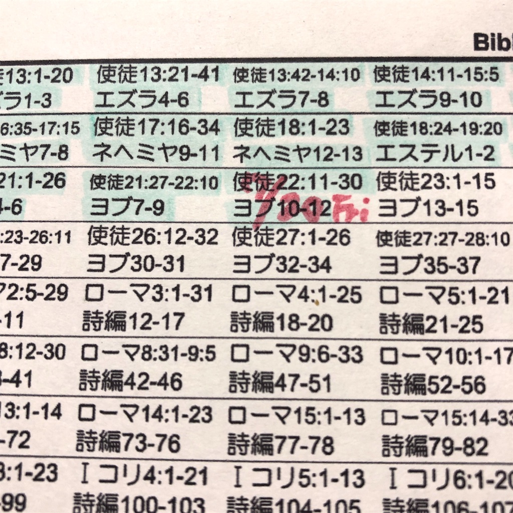 聖書通読2018の結果 ぼたもち 仮 の重箱