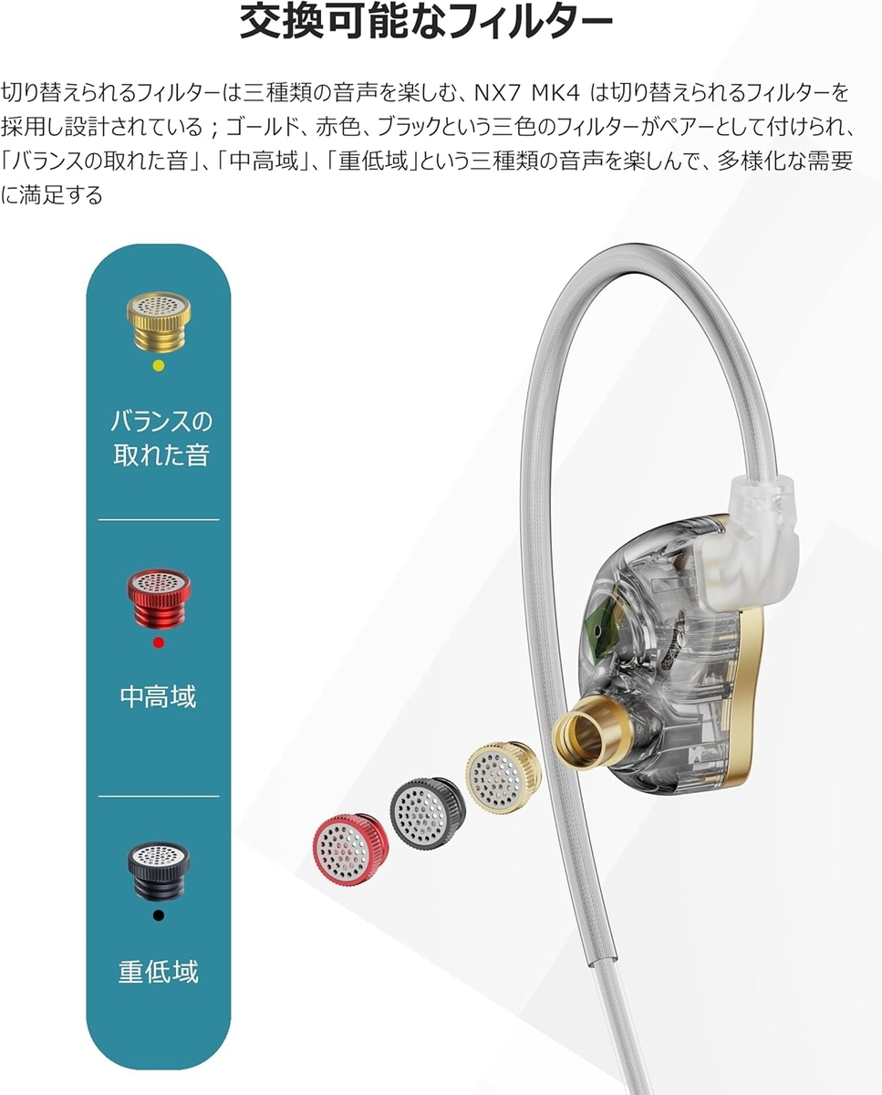 NICEHCK NX7 MK4＆初代　TFZリケーブル　聞き比べセット NICEHCK NX7 MK4 カナル型イヤホン バランスドアーマチュア型