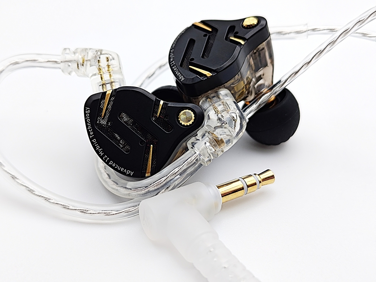 KZ ZS12 PRO 2 本体の外観（金属フェイス＋樹脂シェル）