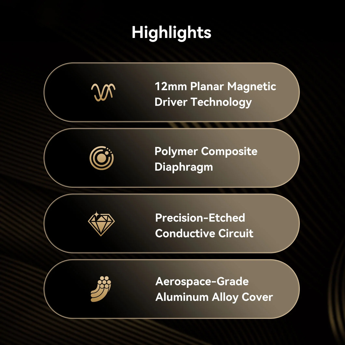 主な特徴：12mm平面磁界／ポリマー複合薄膜／精密エッチング導体パターン／アルミ合金筐体