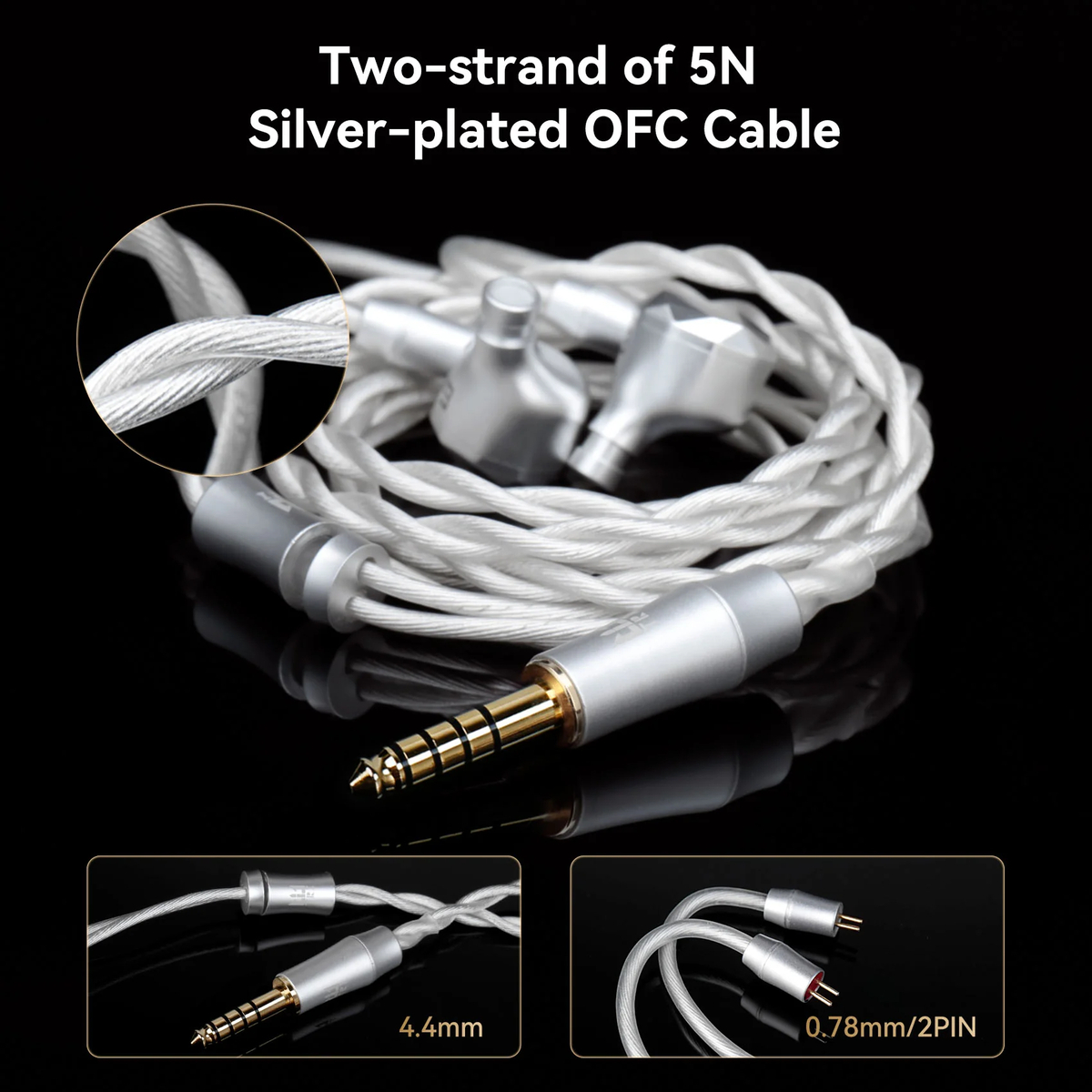 付属ケーブル：5N銀メッキOFC／4.4mmプラグ／0.78mm 2Pin