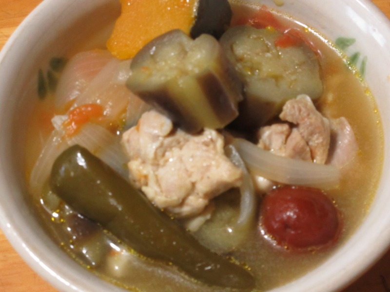 夏野菜のスープ完成品の写真