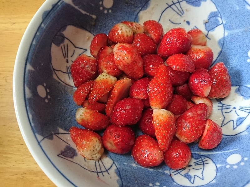 砂糖をかけて溶けた状態