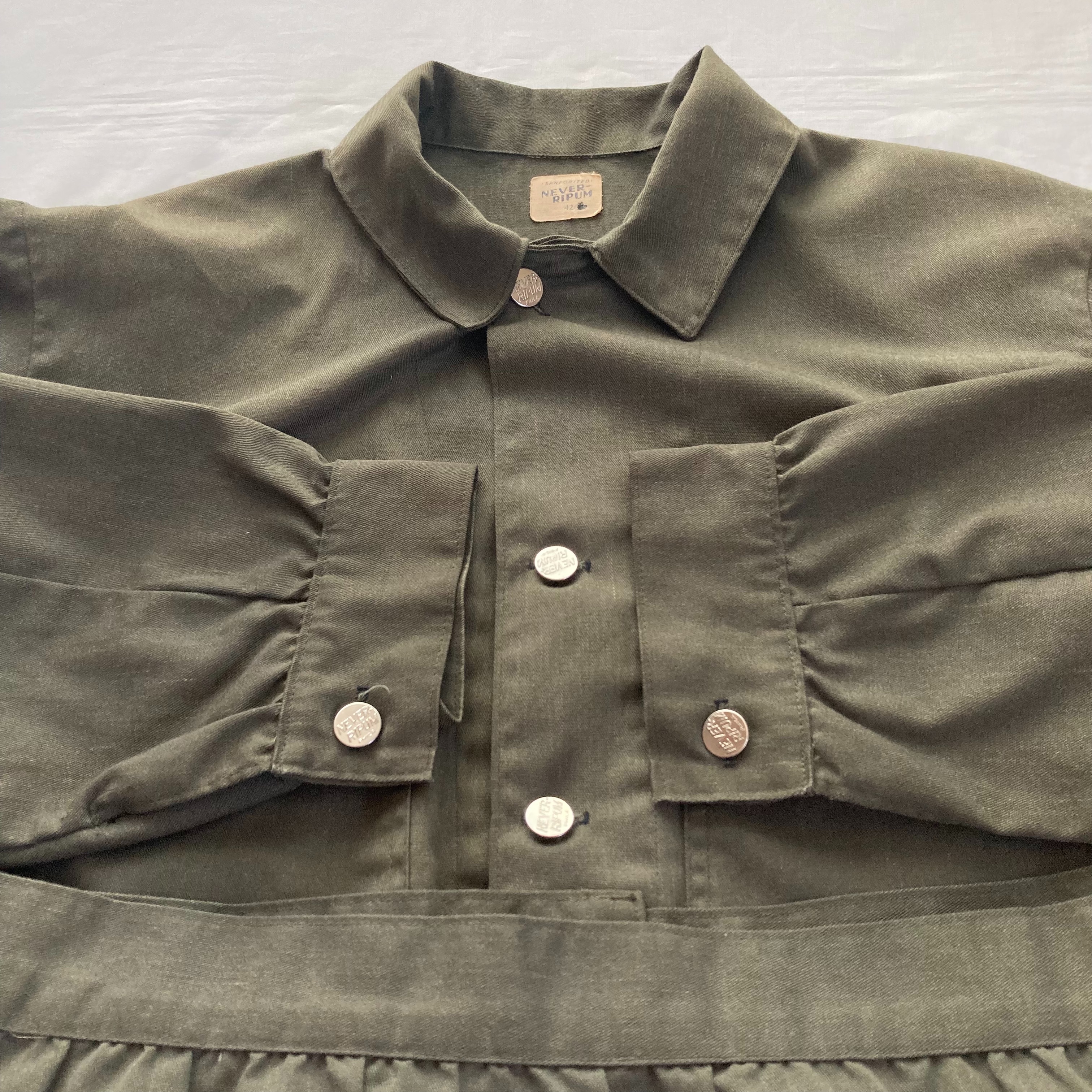 NEVER RIPUM 50s ジャケット 50's～ NEVER RIPUM 2ポケ ワークジャケット モスグリーン 実寸
