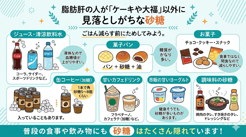 脂肪肝で見落としがちな砂糖