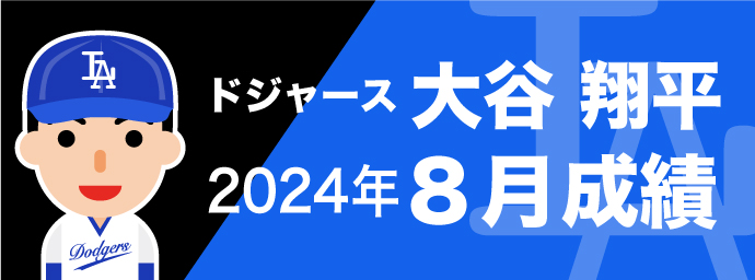 ドジャース大谷翔平 8月成績