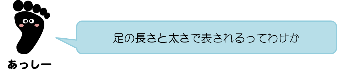 あっしーコメント：足の長さと太さで表されるってわけか