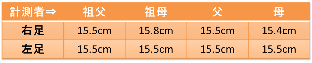 足長の計測結果