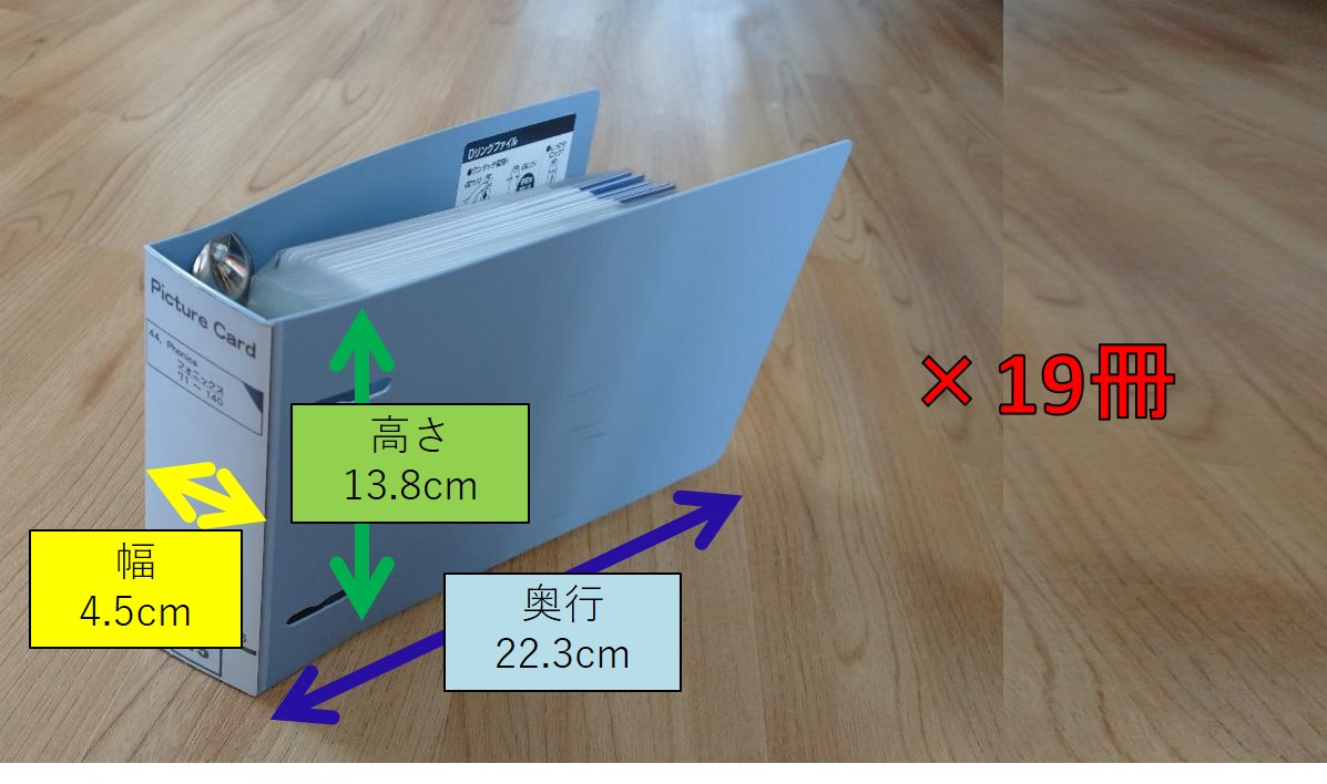 ピクチャーカードを入れたファイルのサイズと冊数