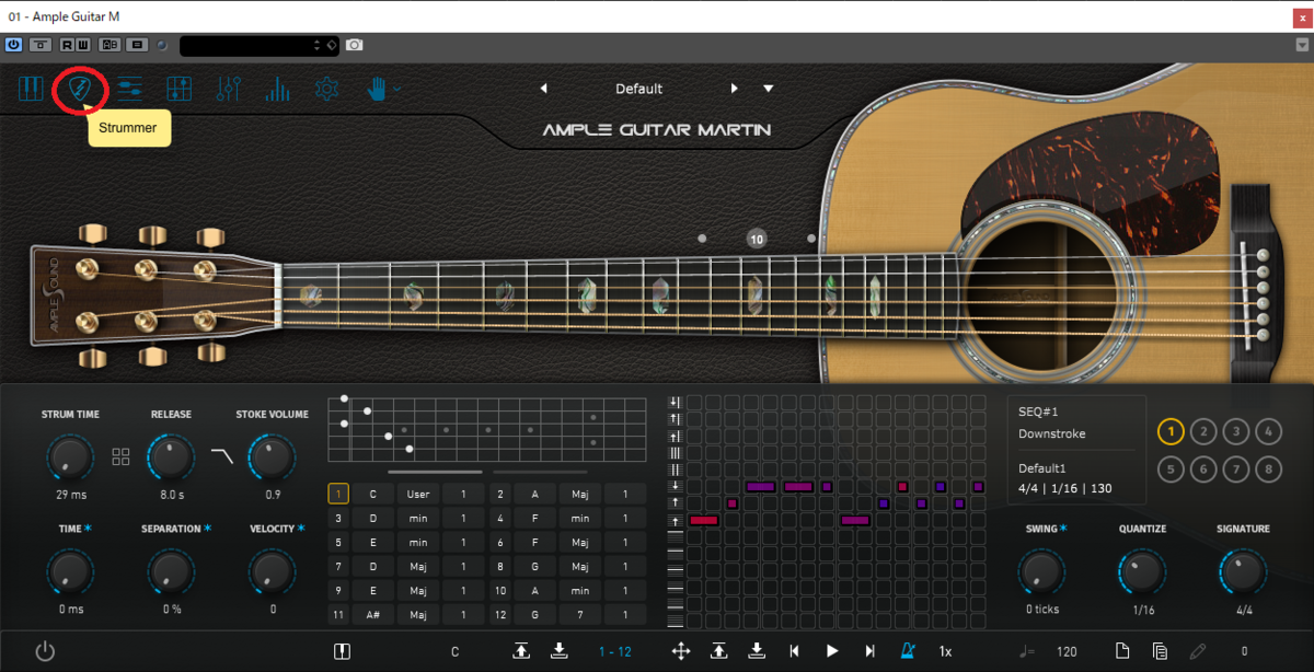 AmpleGuitar,Strummerモード