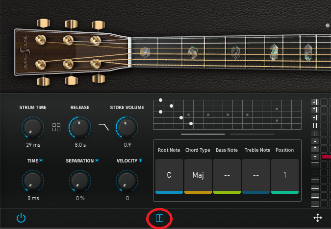 AmpleGuitar、コード入力画面