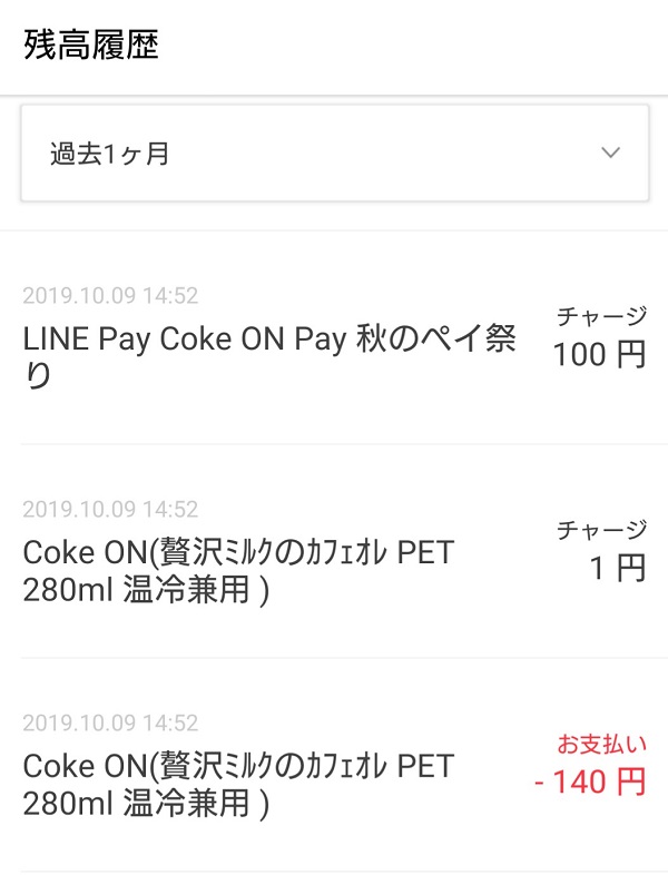 LINE Pay　残高履歴