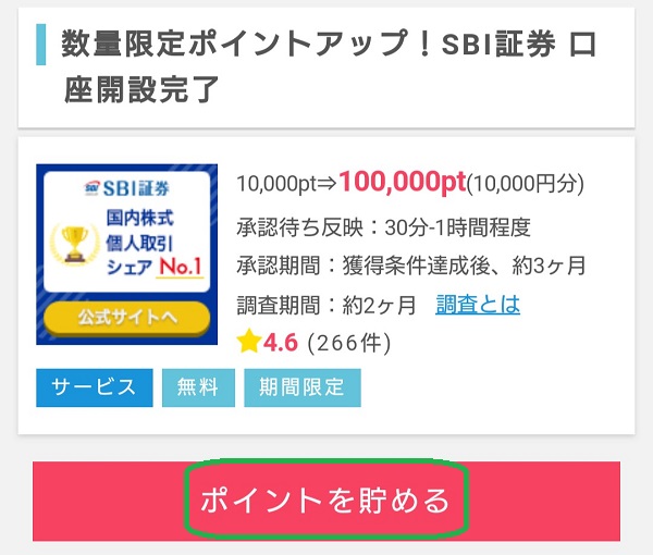 ポイントインカム SBI証券