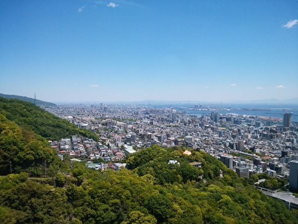 神戸布引ロープウェイ　ゴンドラからの景色