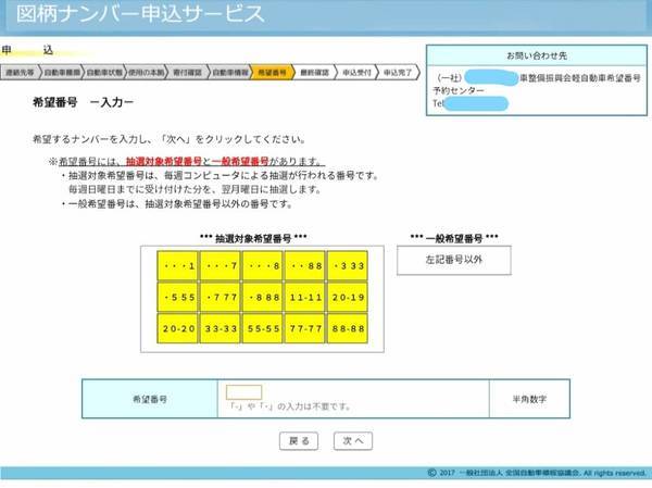 希望ナンバー申込