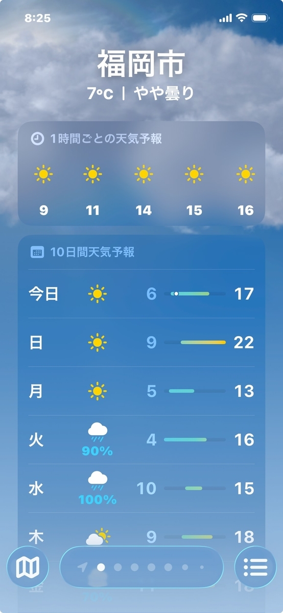 携帯のお天気アプリの写真