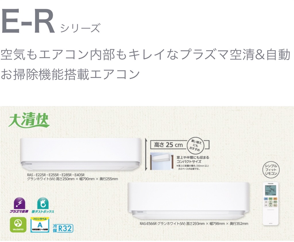東芝 TOSHIBA 大清快 RAS-E225R 引取限定 東芝 RAS-E225R-W プラズマ空清 エアコン 「大清快 E-Rシリーズ」 (6畳