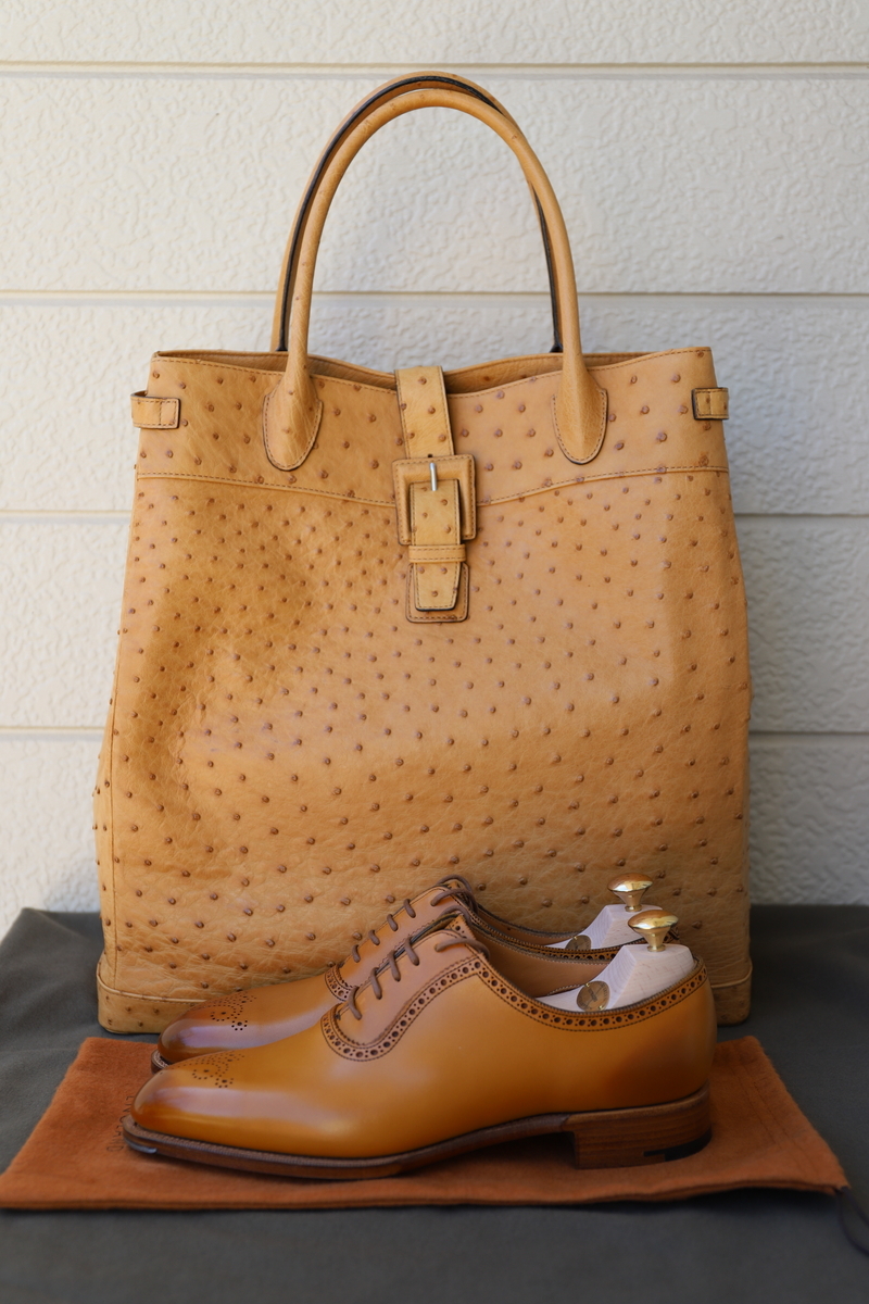EDWARD GREEN WALCOT STRASBURGO OSAKA ZAO BAG OSTRICH koka OKAYAMA