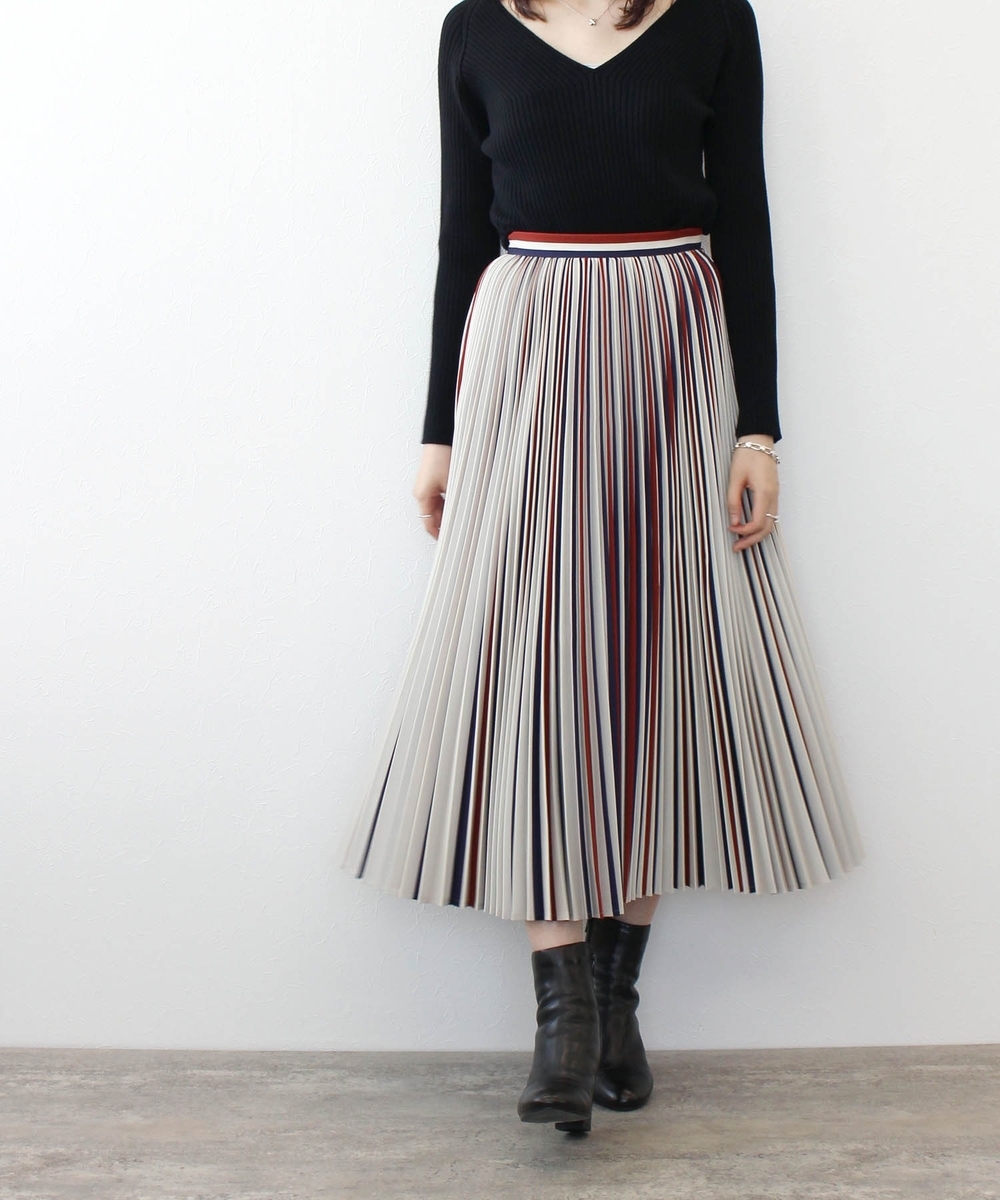 TSURU by Mariko Oikawa / Alina トリコロールカラープリーツスカート