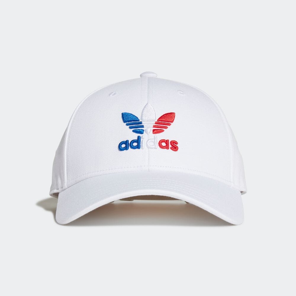 【adidas】00sロゴプリント・トリコロールカラーメッシュキャップ　レッド系 adidas】00sロゴプリント・トリコロールカラーメッシュキャップ