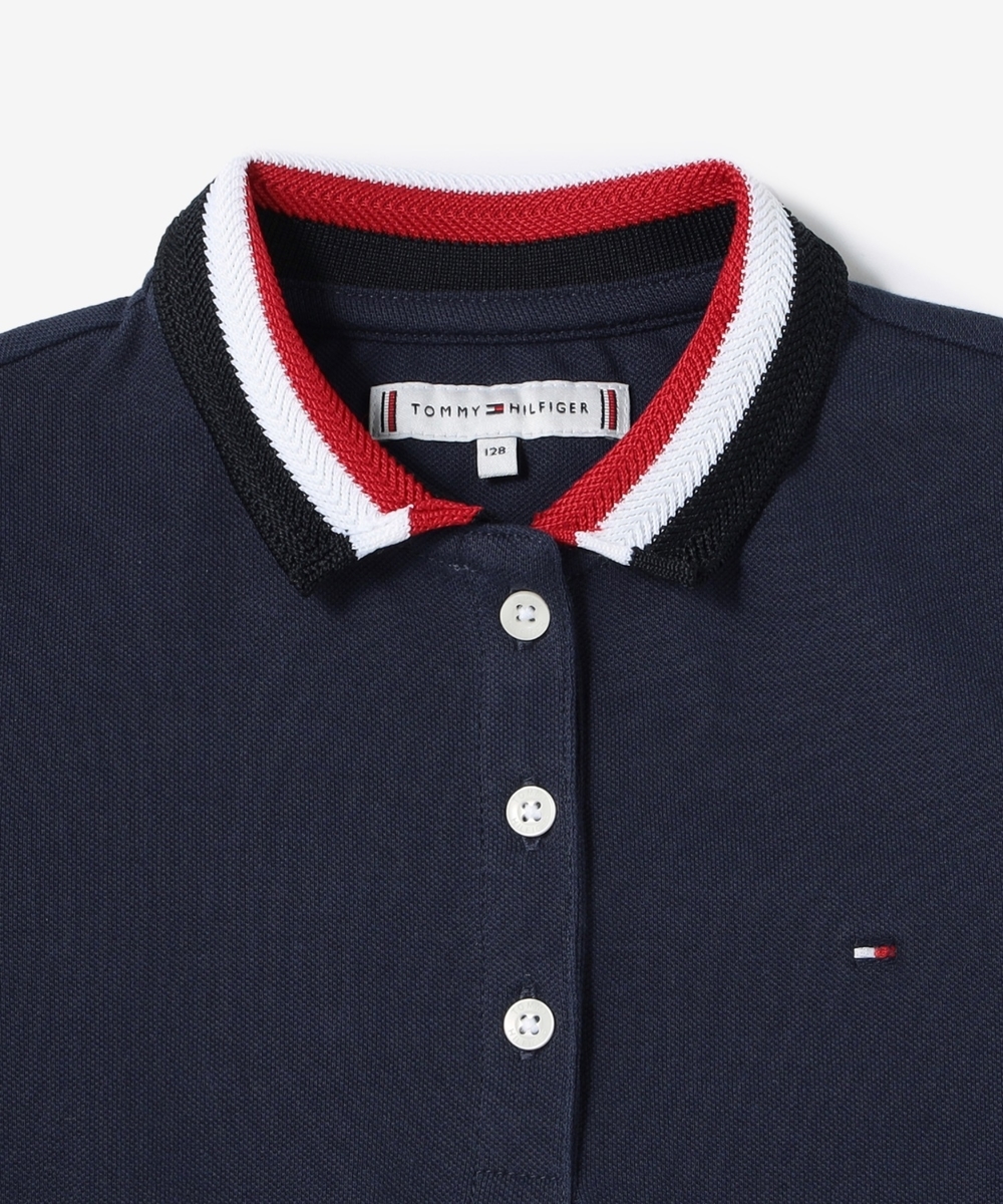 トミーヒルフィガー◇ストライプ ポロワンピース◆カリコ GIRLS ウエストギャザーポロワンピース | TOMMY HILFIGER(トミー