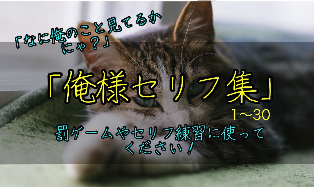 俺様系のセリフ集 罰ゲームやセリフの練習 ミラティブなどの配信ネタとしてお使いください はるえるブログ はるえるブログ