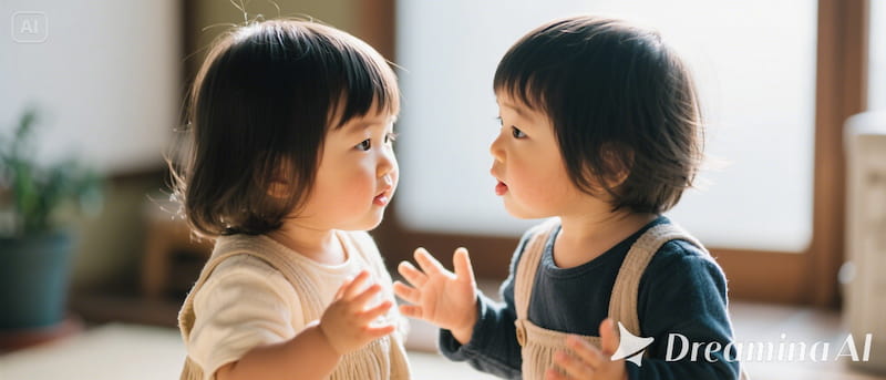 2歳半の子供が二人でお話中
