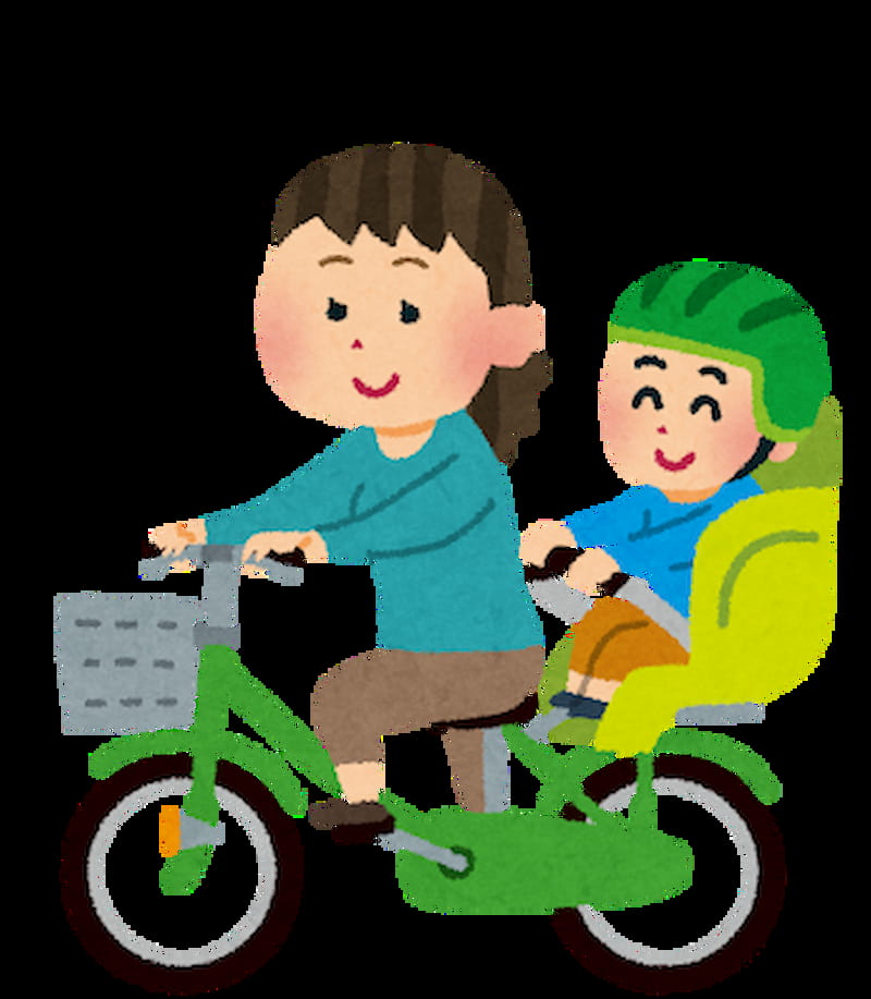 自転車で療育施設に送迎している様子