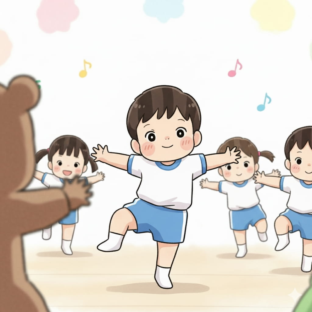 最難関のお遊戯。お友達の助けでできました