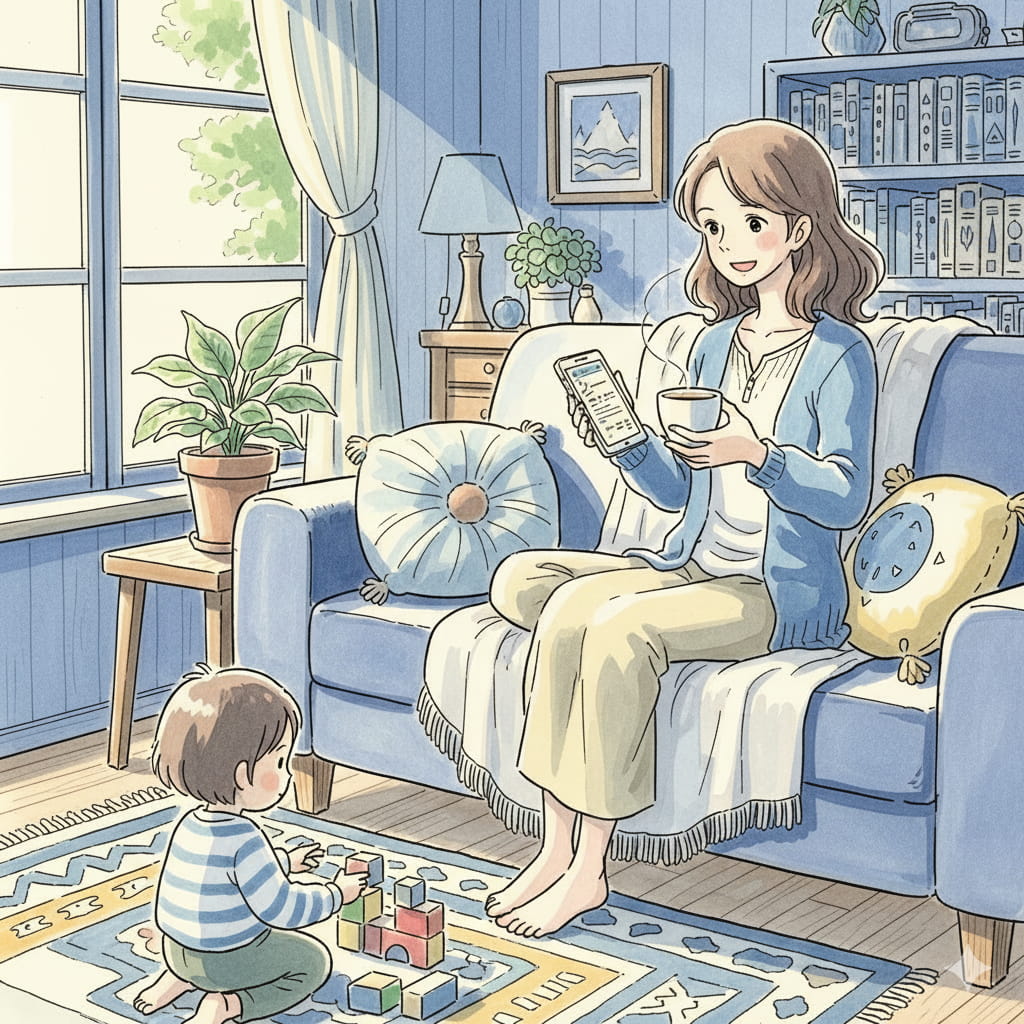 忙しい育児中でも、自分のペースでいつでもお休みできるのも、うれしいポイント。