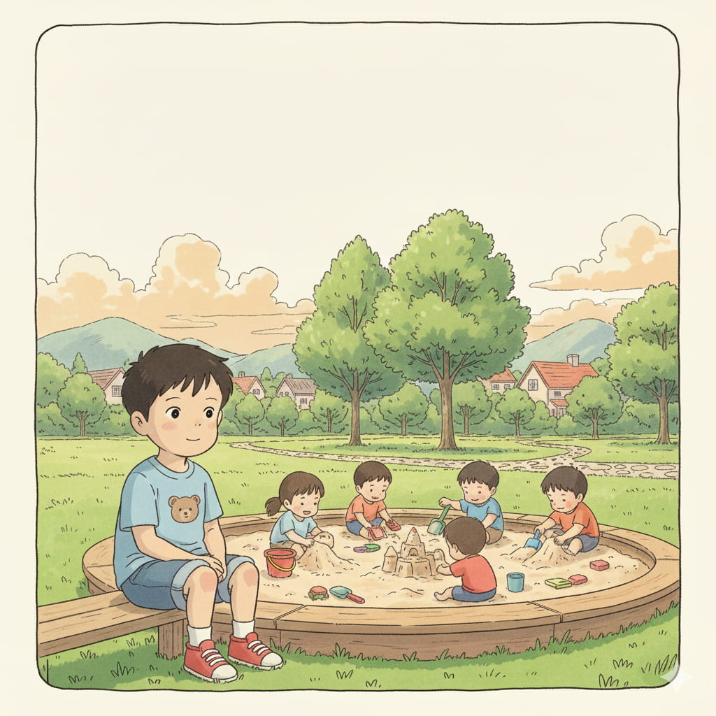 一緒に遊ばなくても大丈夫。こっそり観察して準備しているだけ。