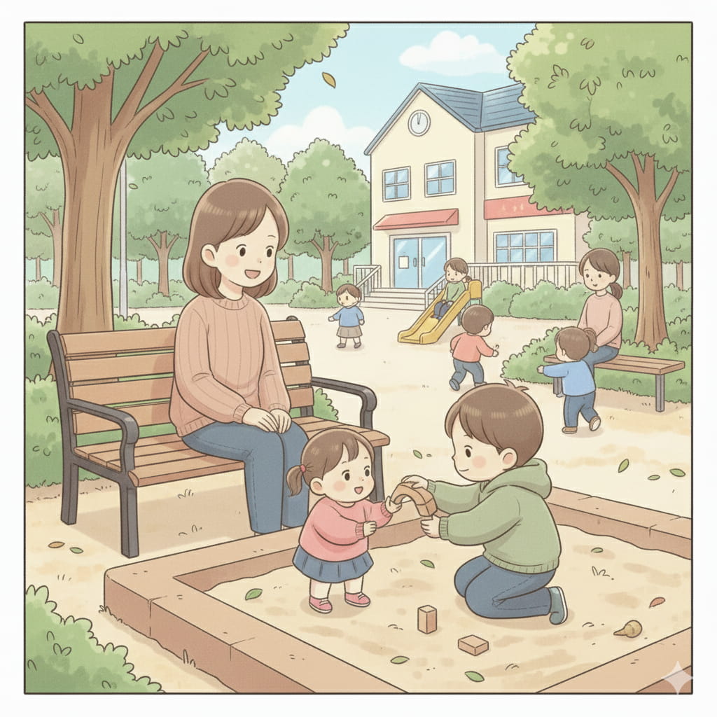 校区の公園で同級生探し。出会えればラッキー。素敵な出会いがたくさんある！