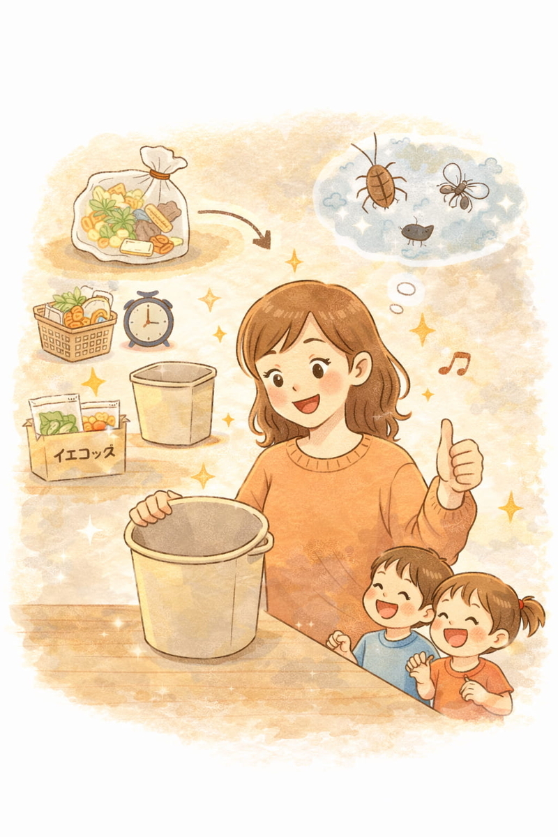 生ごみ減るので、ゴミ出しが楽に。虫やいやなにおいともお別れ
