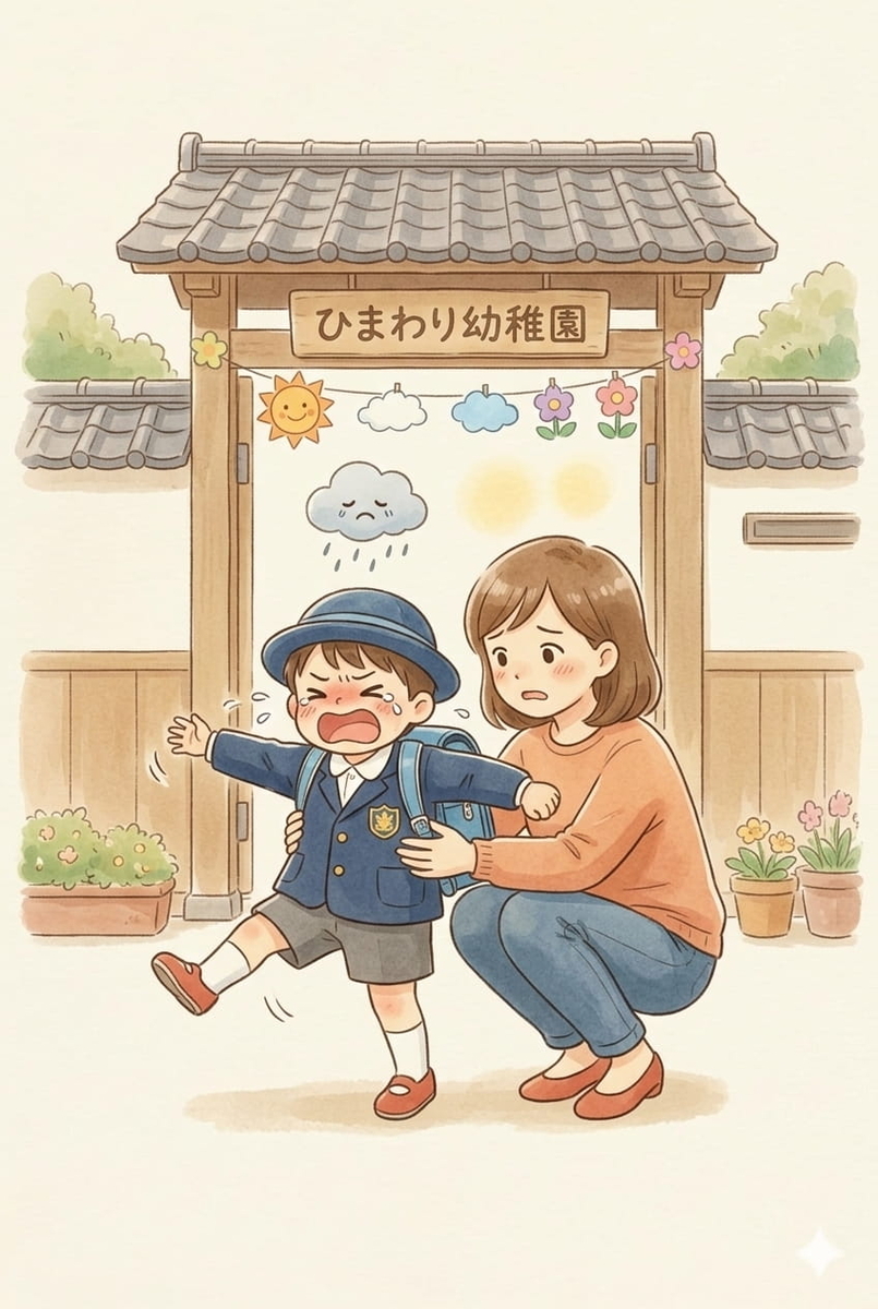 登園前　毎朝泣く　暴れる　これいつまで続くの　失敗だった