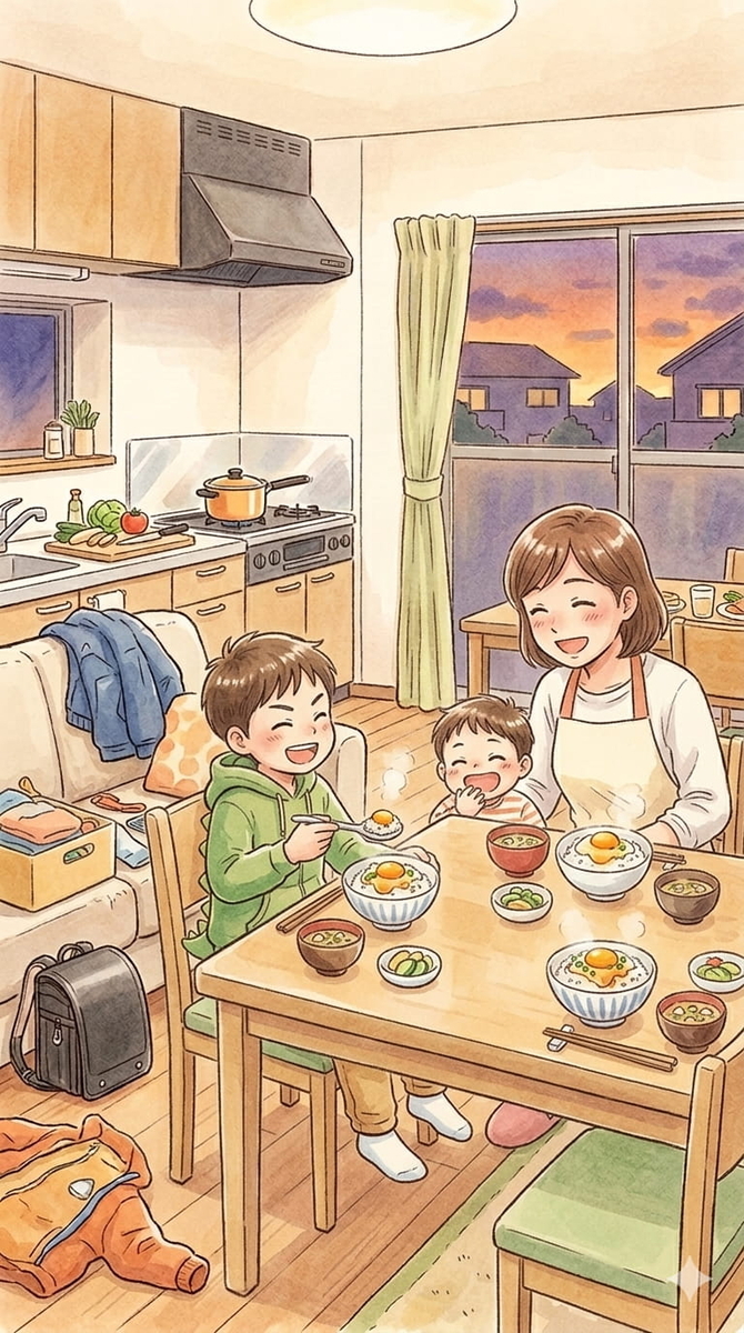 子どもの笑顔 夕飯