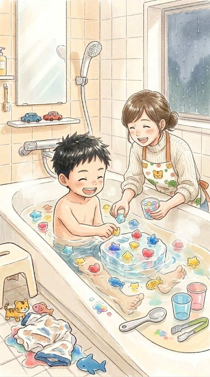 雨の日　家でできる遊び　氷　集中　静か