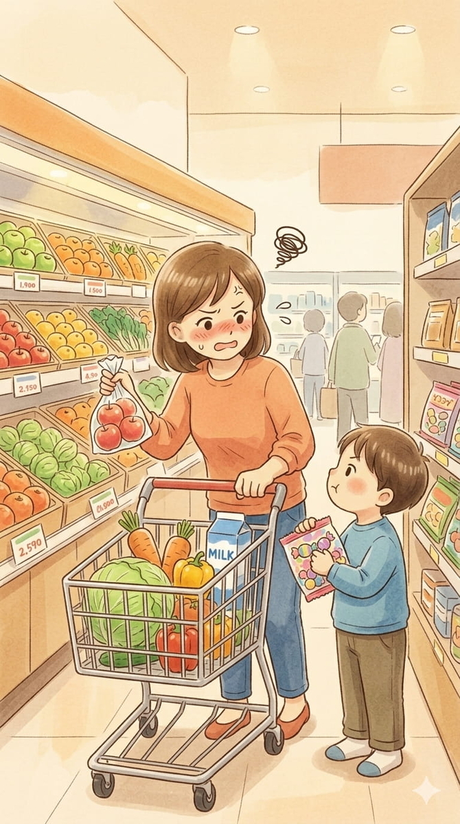 買い物　苦痛　イライラ　ご飯作り　大変　ワンオペ