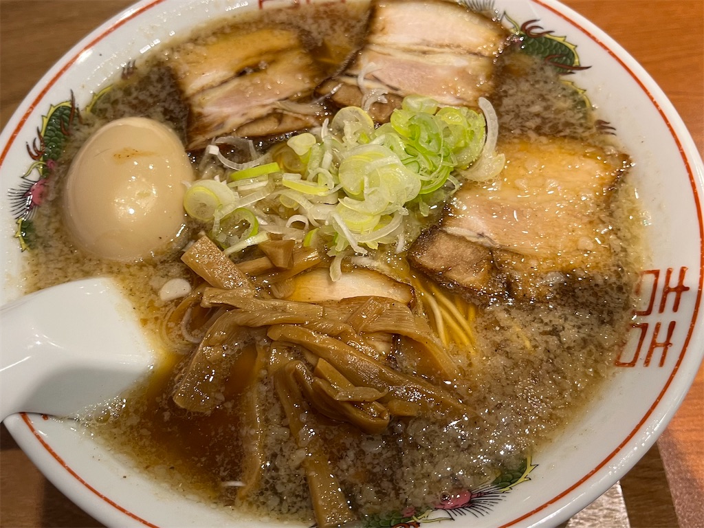 コツコツラーメン三十六番』④「ブタニボ+ギョーザ半ライスセット(平日