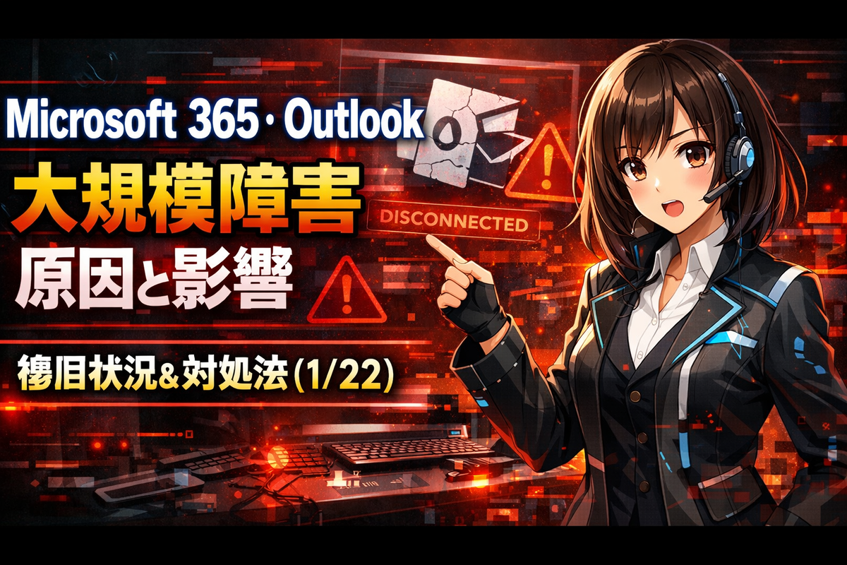 Microsoft 365・Outlook大規模障害の原因と影響まとめ（2026年1月22日）復旧状況と今すぐできる対処法 - エラー大全集